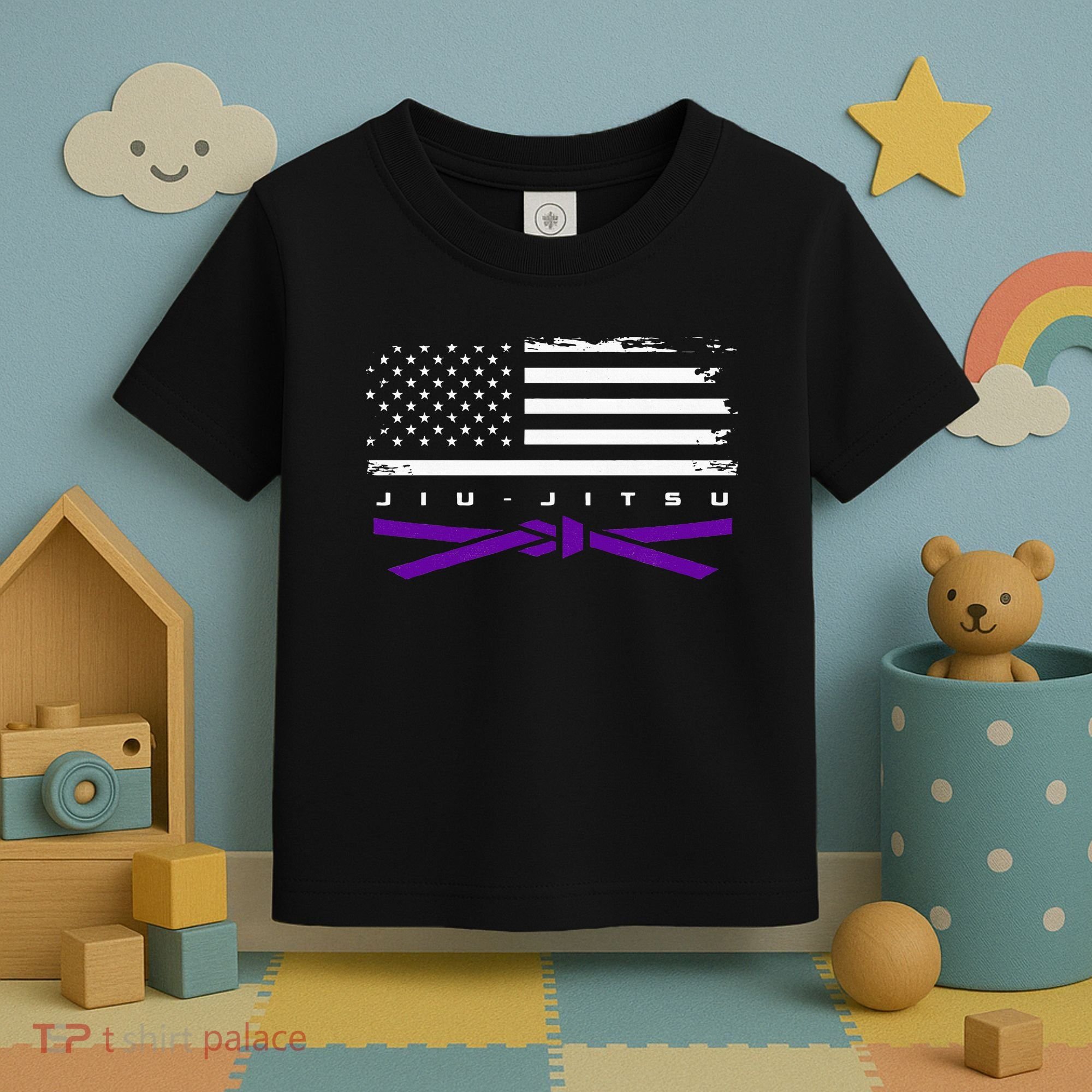 American Flag Jiu Jitsu Apparel Purple Belt Jiu Jitsu Toddler T-Shirt