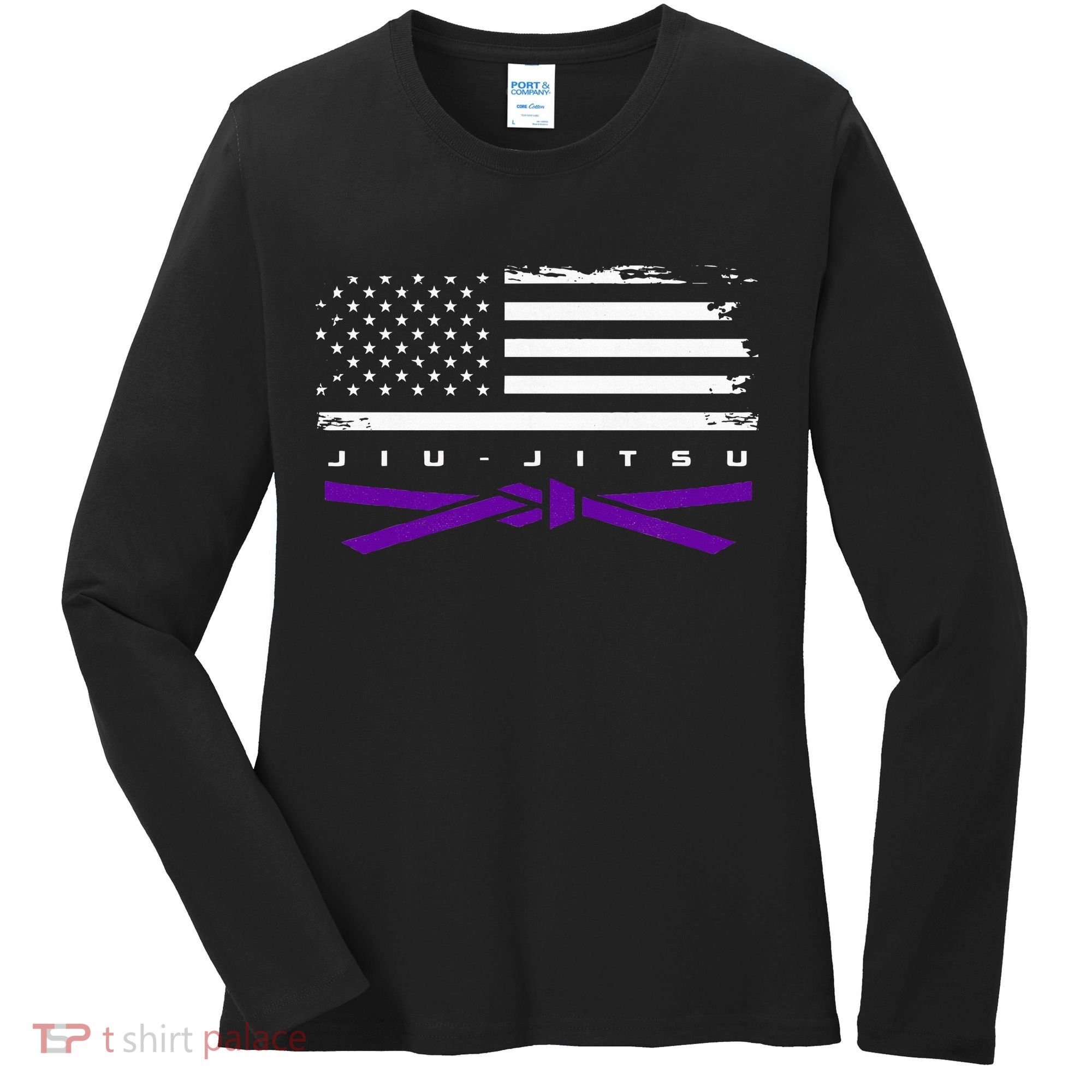 American Flag Jiu Jitsu Apparel Purple Belt Jiu Jitsu Women's Long Sleeve Shirt