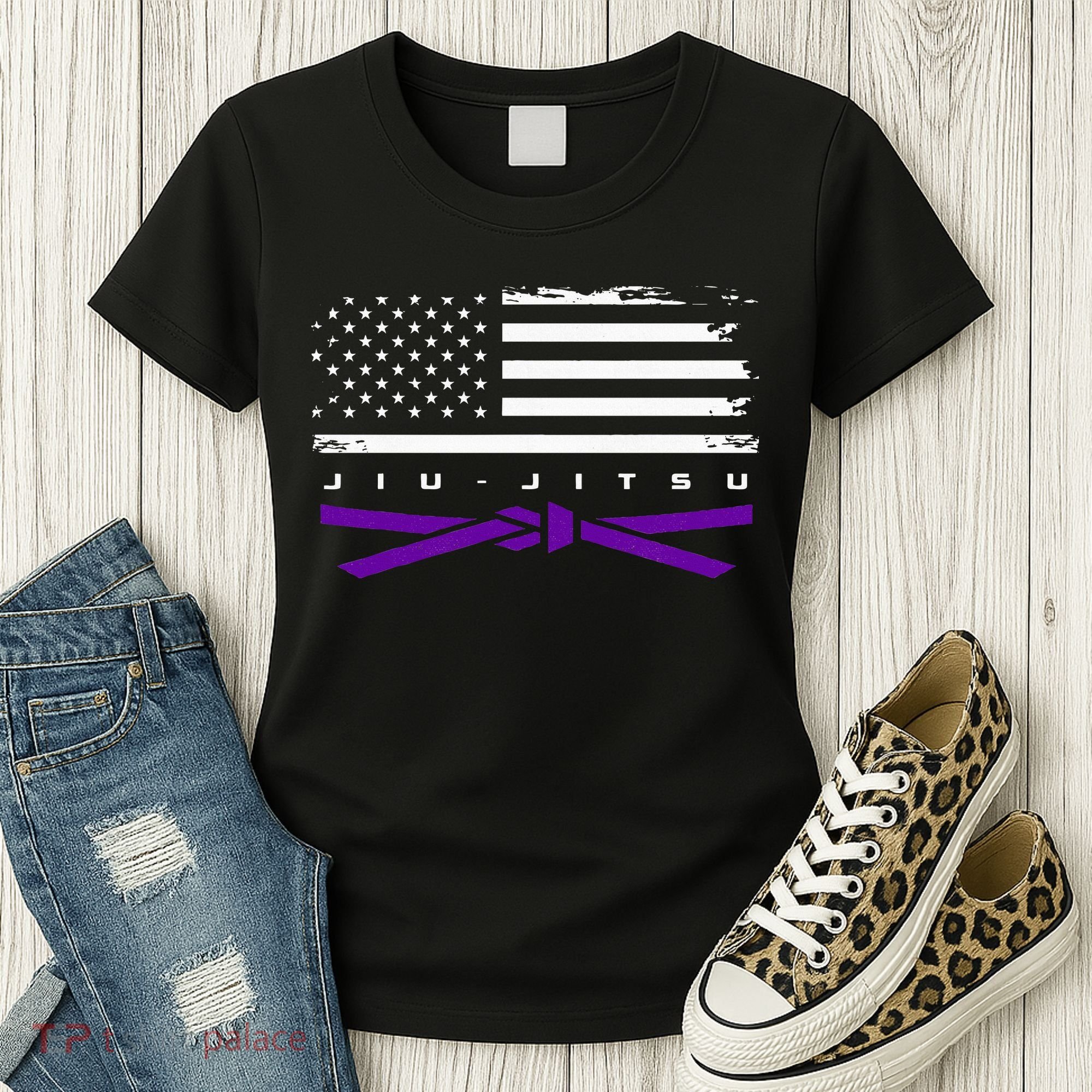 American Flag Jiu Jitsu Apparel Purple Belt Jiu Jitsu Women's T-Shirt