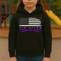 American Flag Jiu Jitsu Apparel Purple Belt Jiu Jitsu Kids Hoodie thumb 3