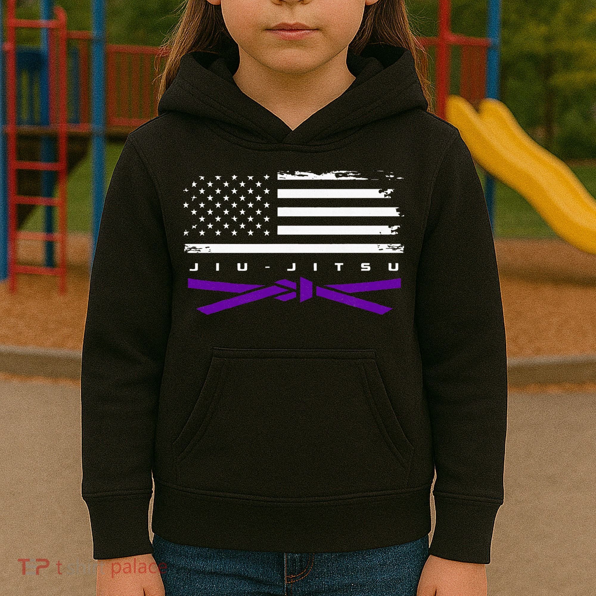 American Flag Jiu Jitsu Apparel Purple Belt Jiu Jitsu Kids Hoodie