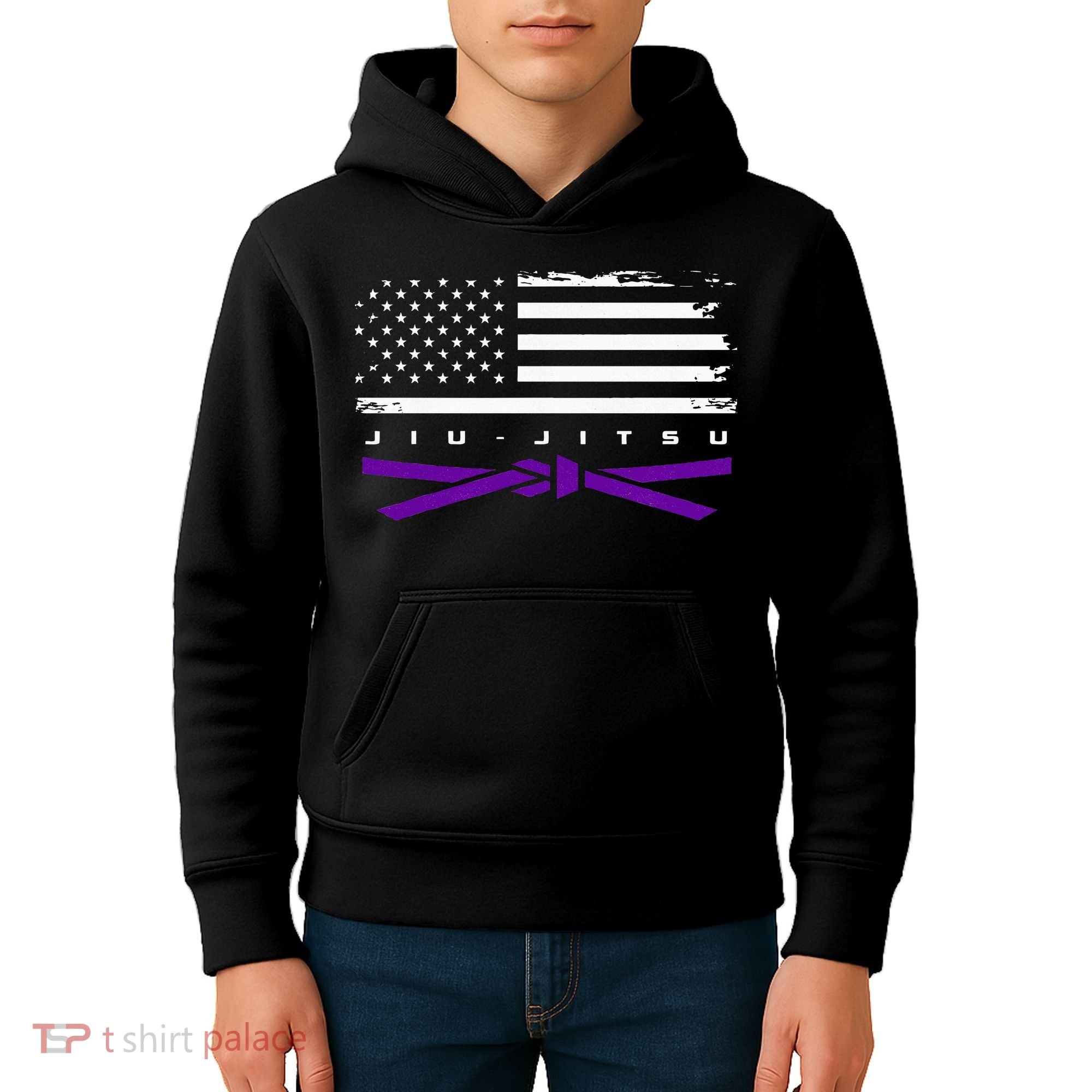 American Flag Jiu Jitsu Apparel Purple Belt Jiu Jitsu Kids Hoodie