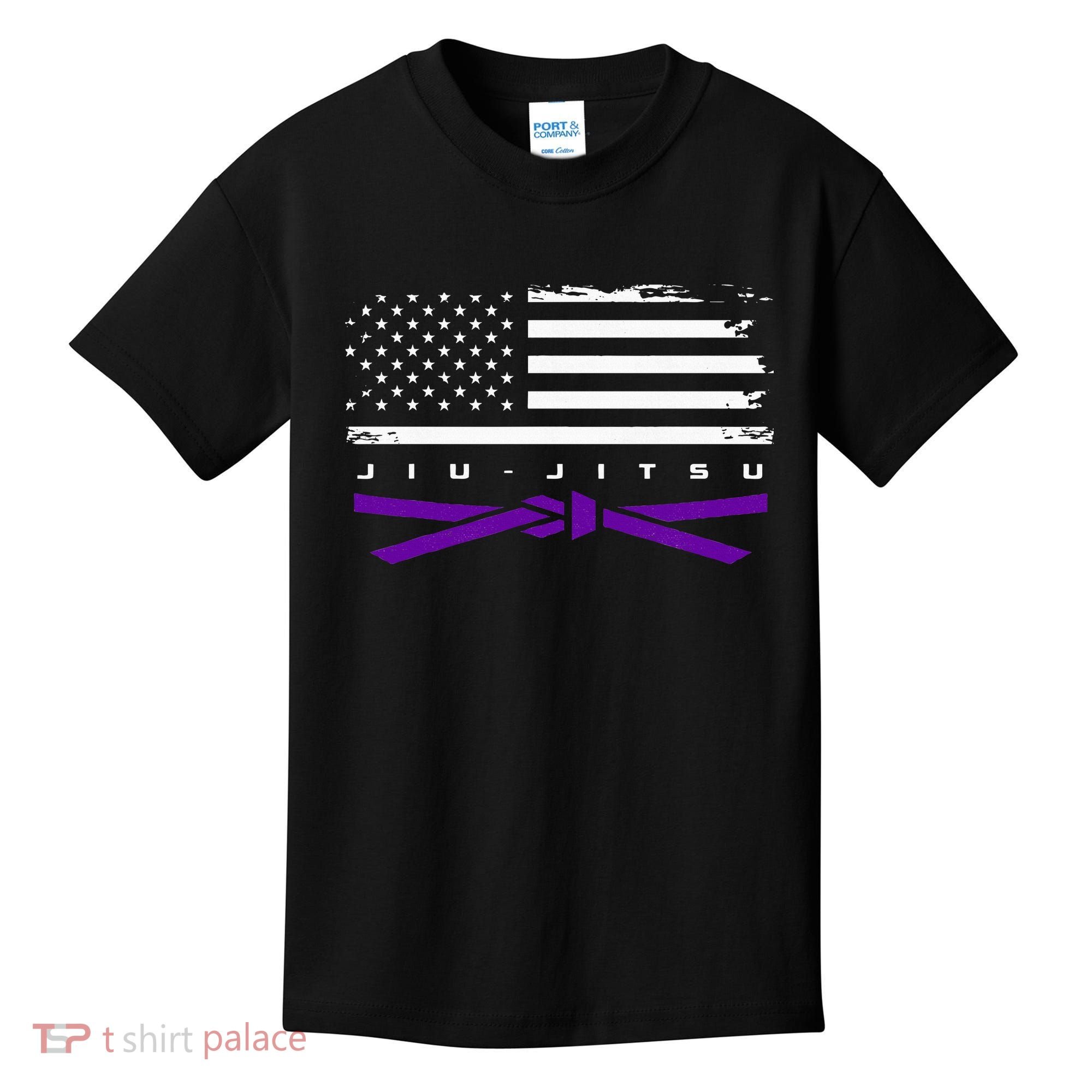 American Flag Jiu Jitsu Apparel Purple Belt Jiu Jitsu Kids T-Shirt