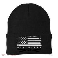 American Flag Jiu Jitsu Black Belt Ranking Bjj Jiujitsu Beanie thumb 0