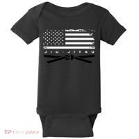 American Flag Jiu Jitsu Black Belt Ranking Bjj Jiujitsu Baby Bodysuit thumb 0
