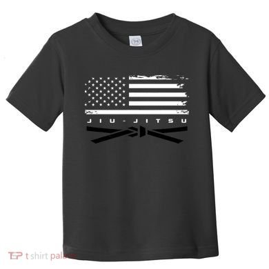 American Flag Jiu Jitsu Black Belt Ranking Bjj Jiujitsu Toddler T-Shirt