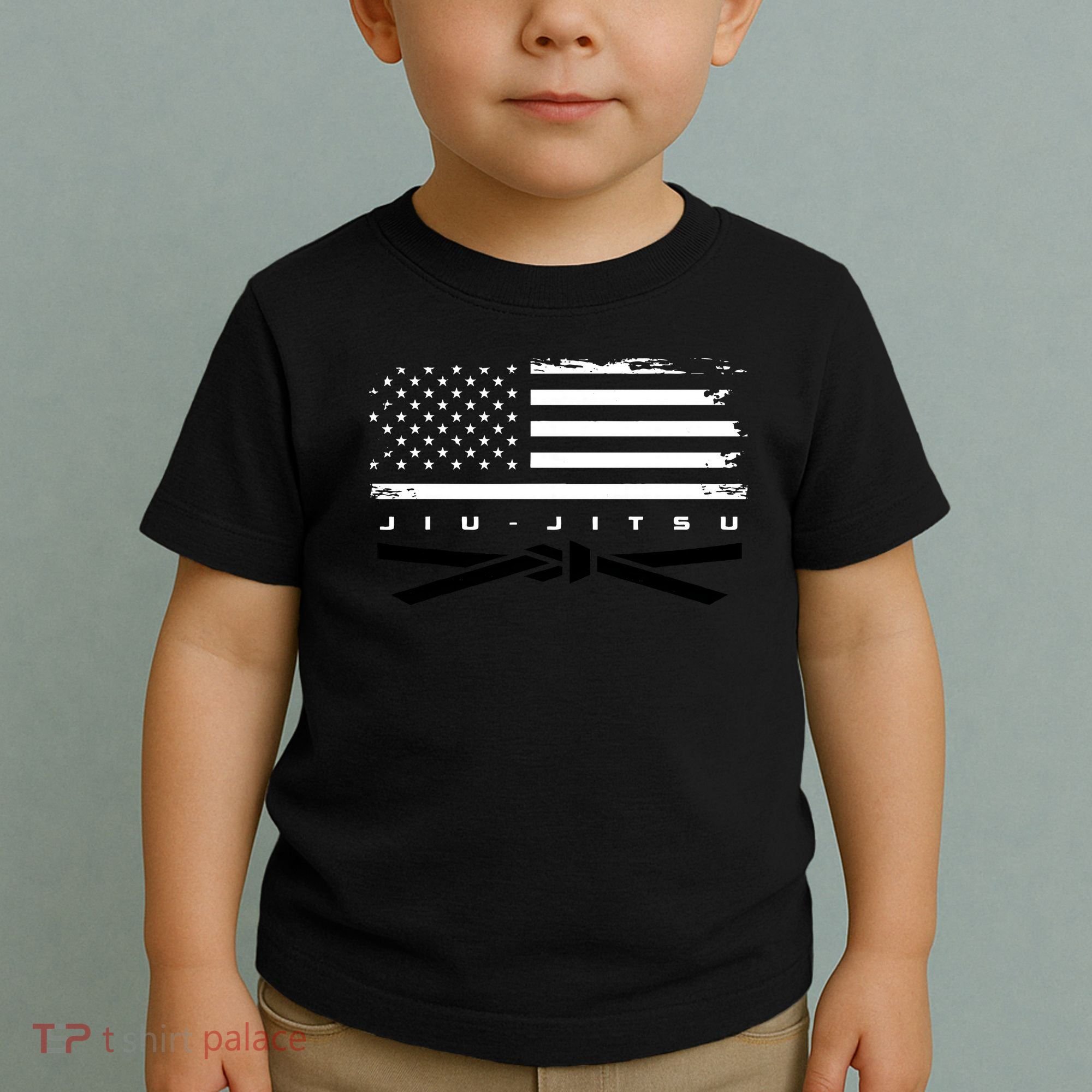 American Flag Jiu Jitsu Black Belt Ranking Bjj Jiujitsu Toddler T-Shirt