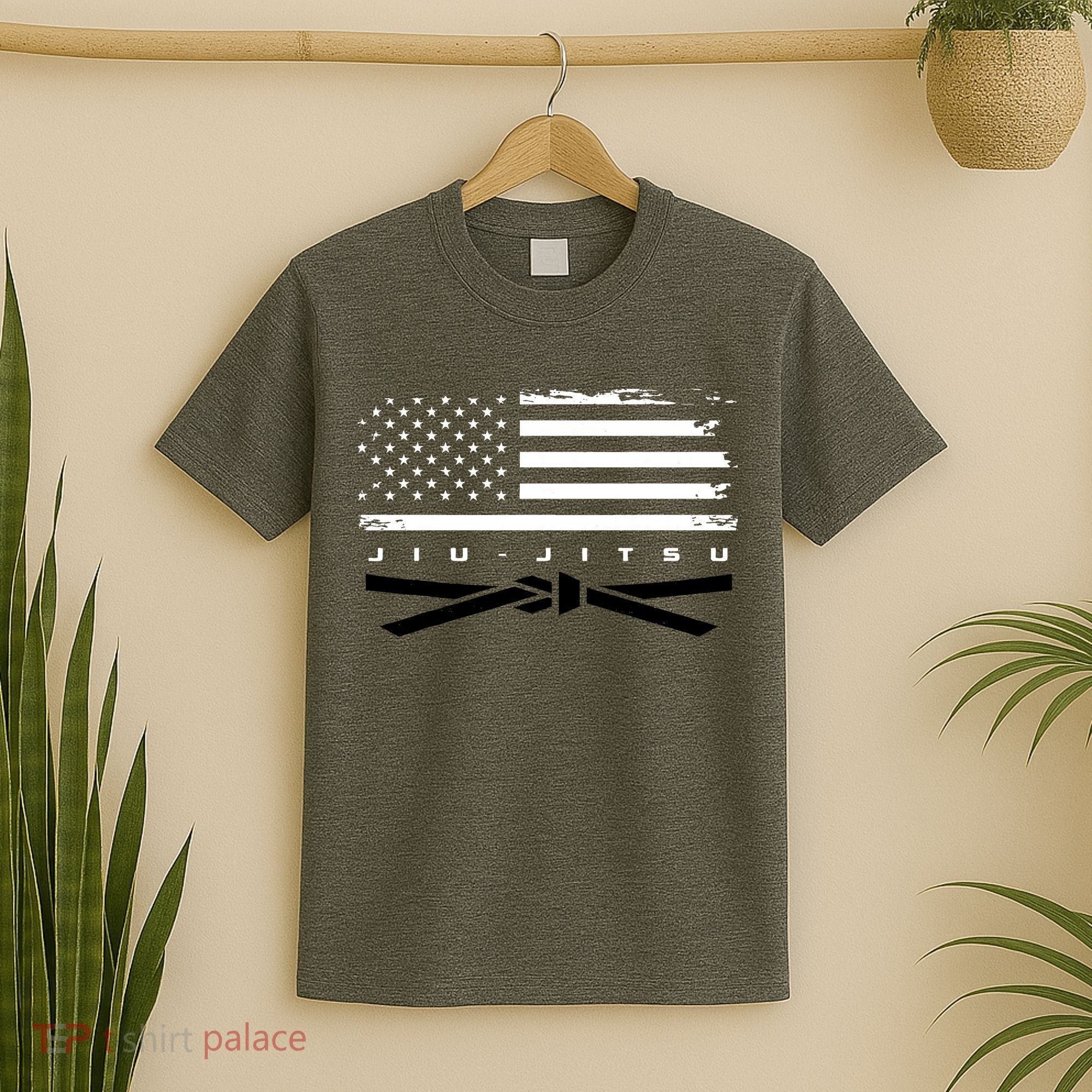 American Flag Jiu Jitsu Black Belt Ranking Bjj Jiujitsu T-Shirt