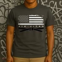 American Flag Jiu Jitsu Black Belt Ranking Bjj Jiujitsu T-Shirt thumb 3