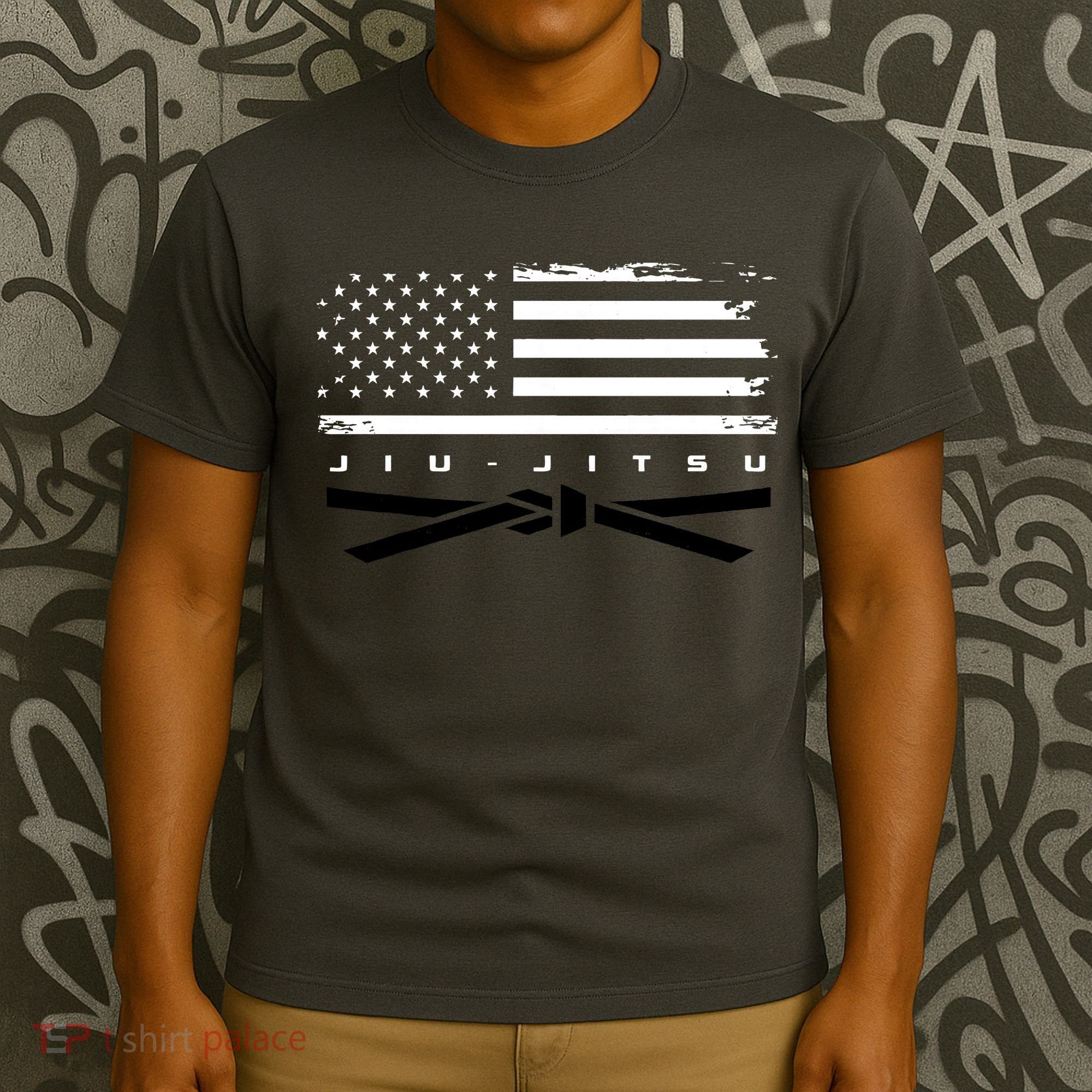 American Flag Jiu Jitsu Black Belt Ranking Bjj Jiujitsu T-Shirt