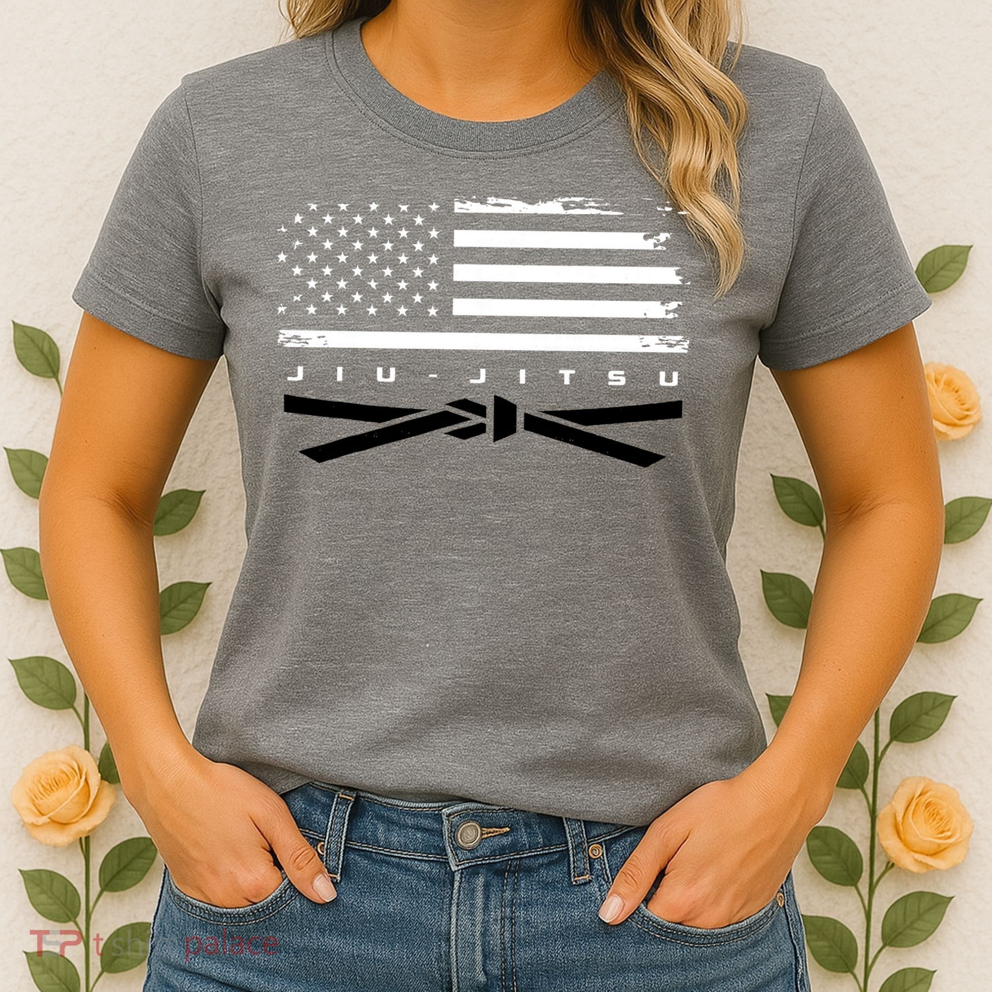 American Flag Jiu Jitsu Black Belt Ranking Bjj Jiujitsu Women's T-Shirt