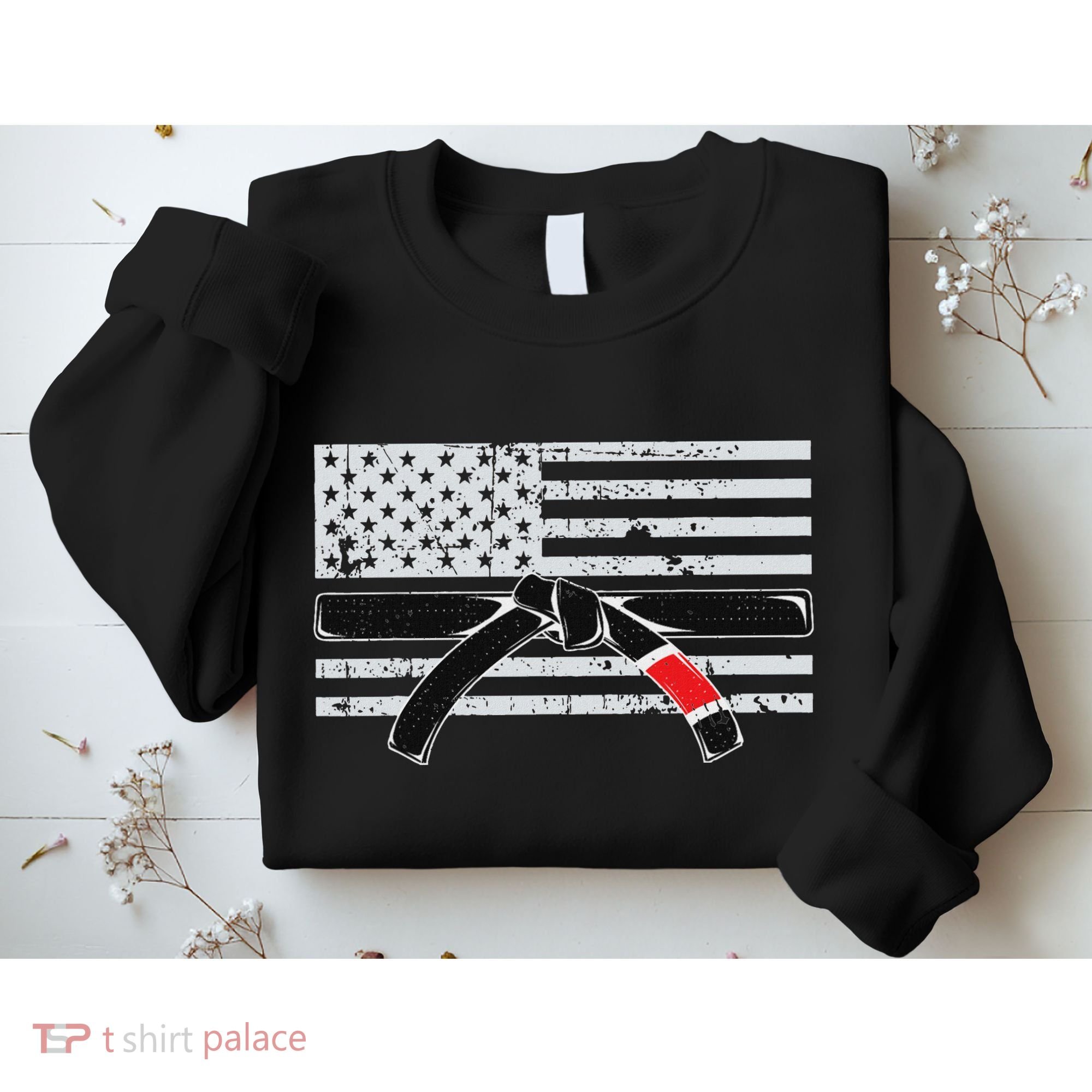 American Flag Jiu Jitsu Black Belt Ranking Bjj Jiujitsu Gift Sweatshirt