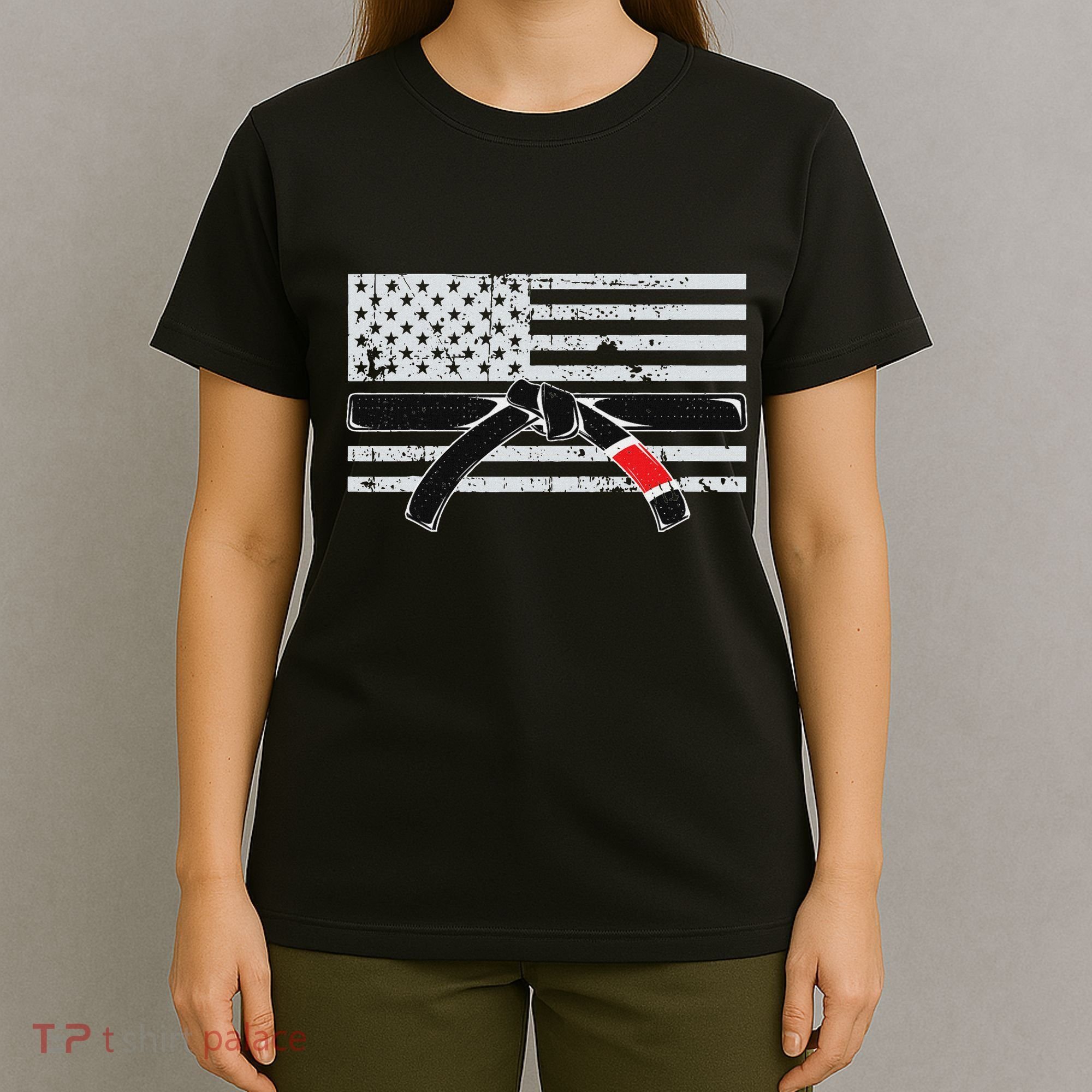American Flag Jiu Jitsu Black Belt Ranking Bjj Jiujitsu Gift T-Shirt