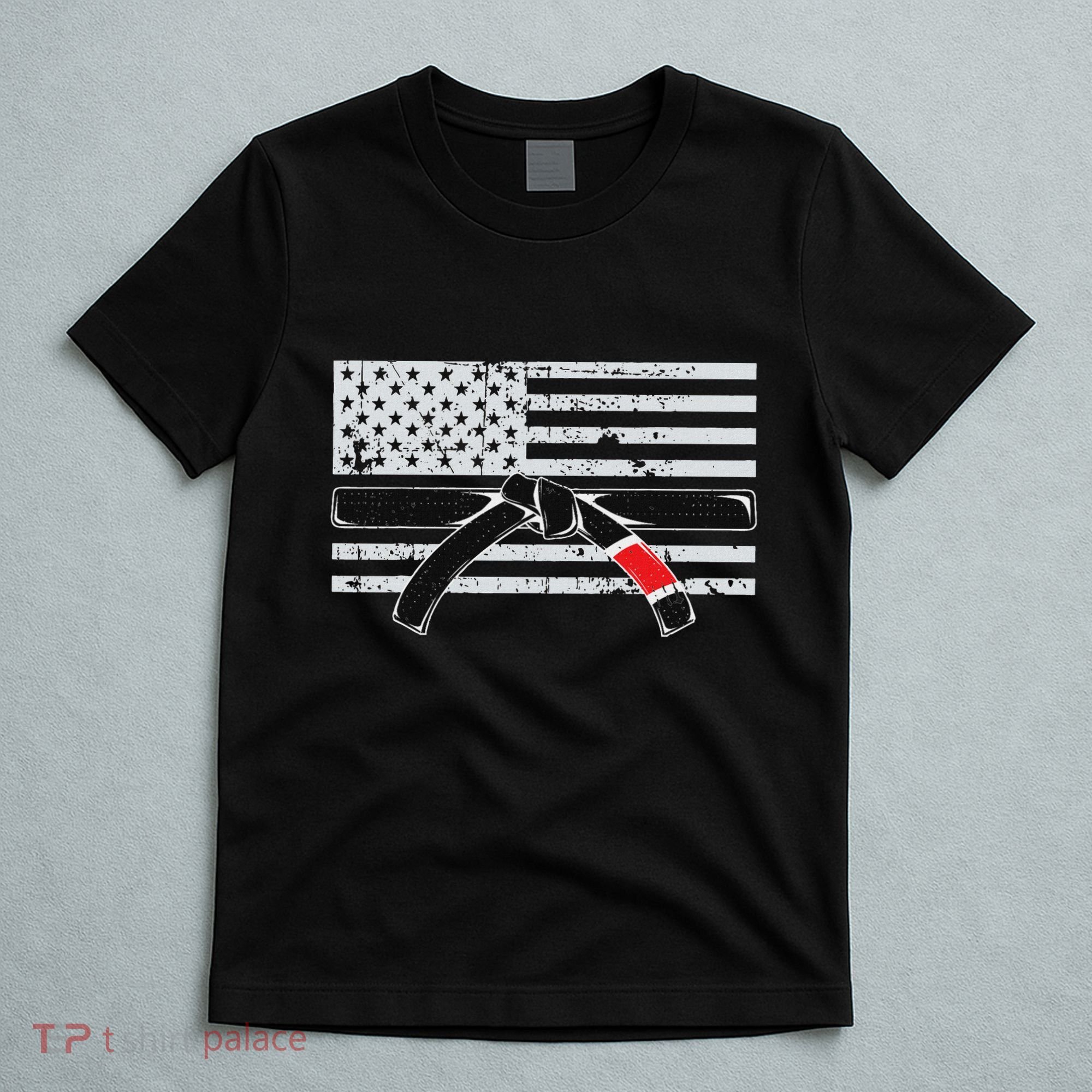 American Flag Jiu Jitsu Black Belt Ranking Bjj Jiujitsu Gift T-Shirt