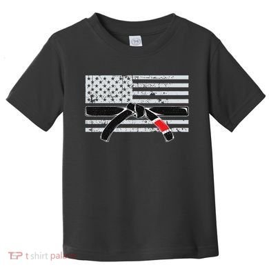 American Flag Jiu Jitsu Black Belt Ranking Bjj Jiujitsu Gift Toddler T-Shirt