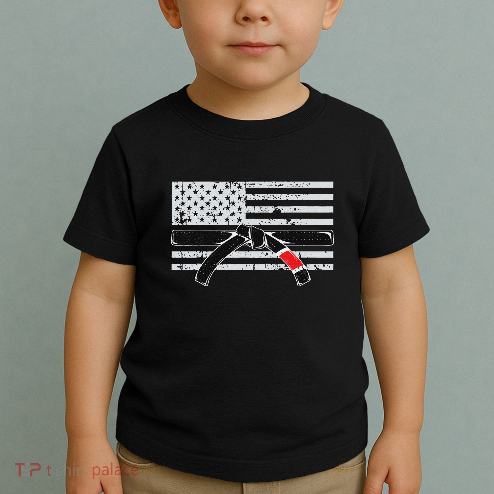 American Flag Jiu Jitsu Black Belt Ranking Bjj Jiujitsu Gift Toddler T-Shirt