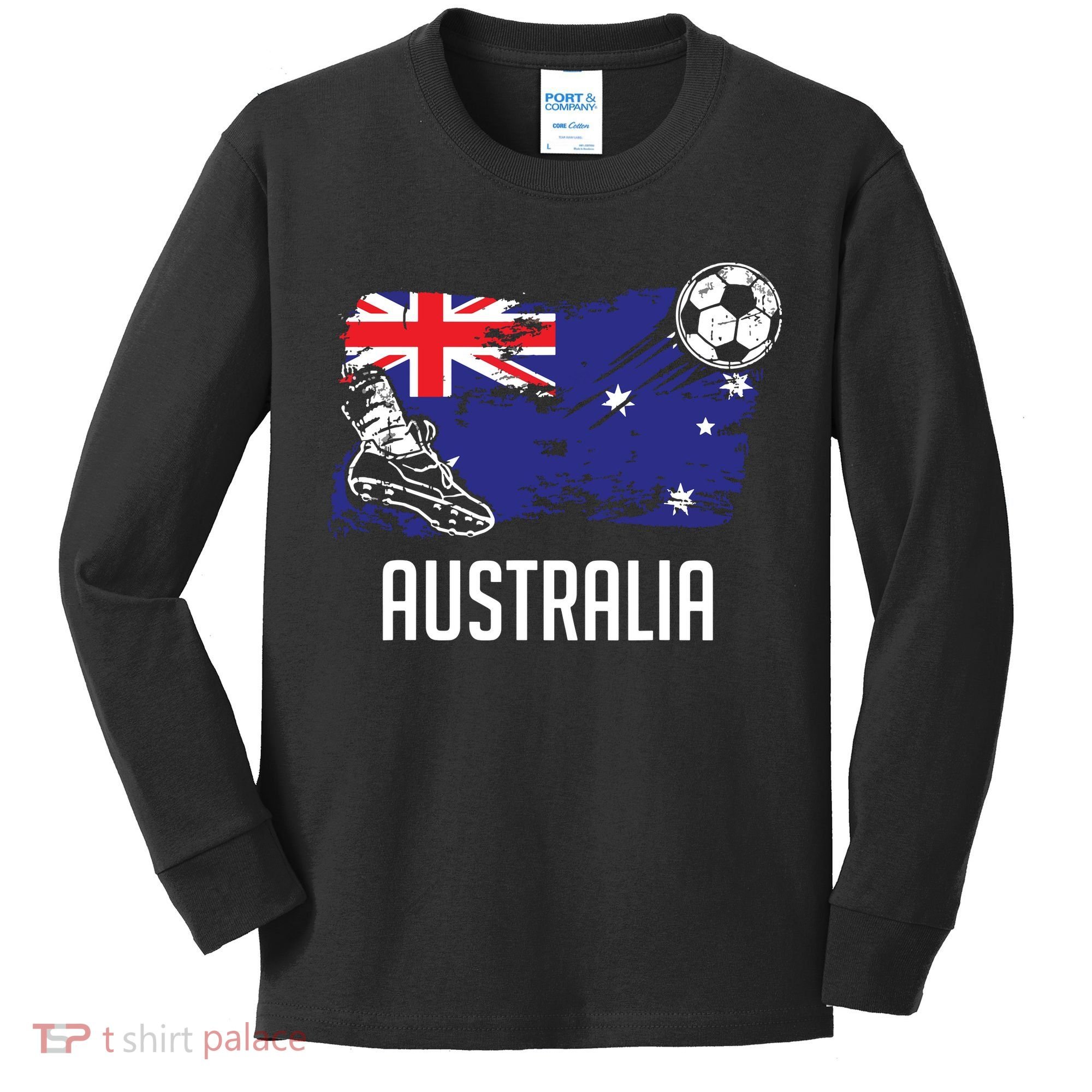 Australia Flag Jersey Australian Soccer Team Australian Kids Long Sleeve Shirt