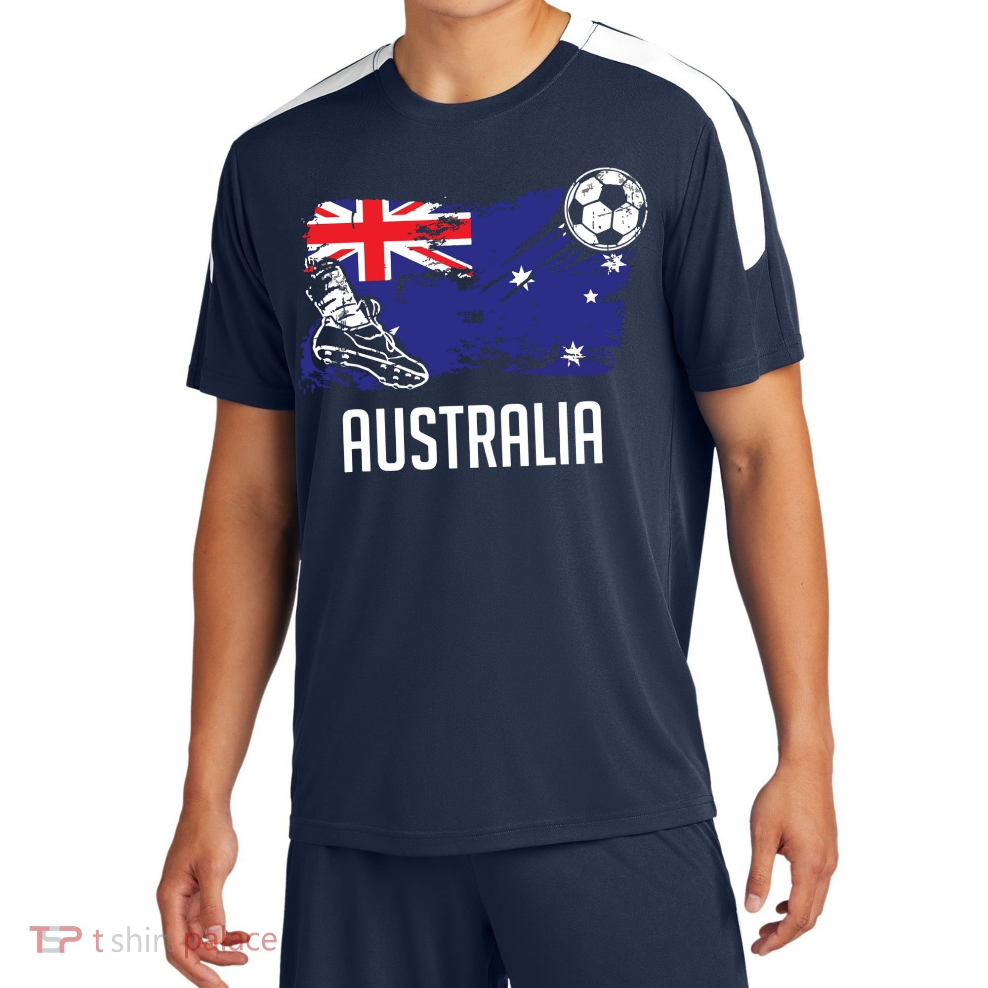 Australia Flag Jersey Australian Soccer Team Australian Sport-Tek Competitor United Soccer Jersey