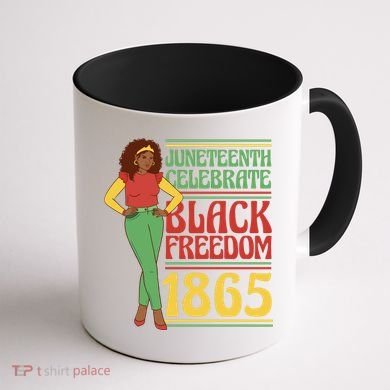 African Female Juneteenth Celebrate Black Freedom 1865 Coffee Mug back