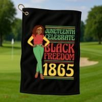 African Female Juneteenth Celebrate Black Freedom 1865 Golf Towel thumb 1