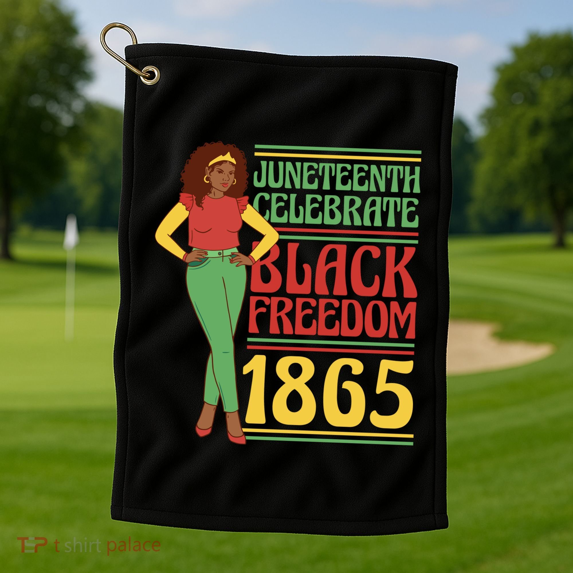 African Female Juneteenth Celebrate Black Freedom 1865 Golf Towel