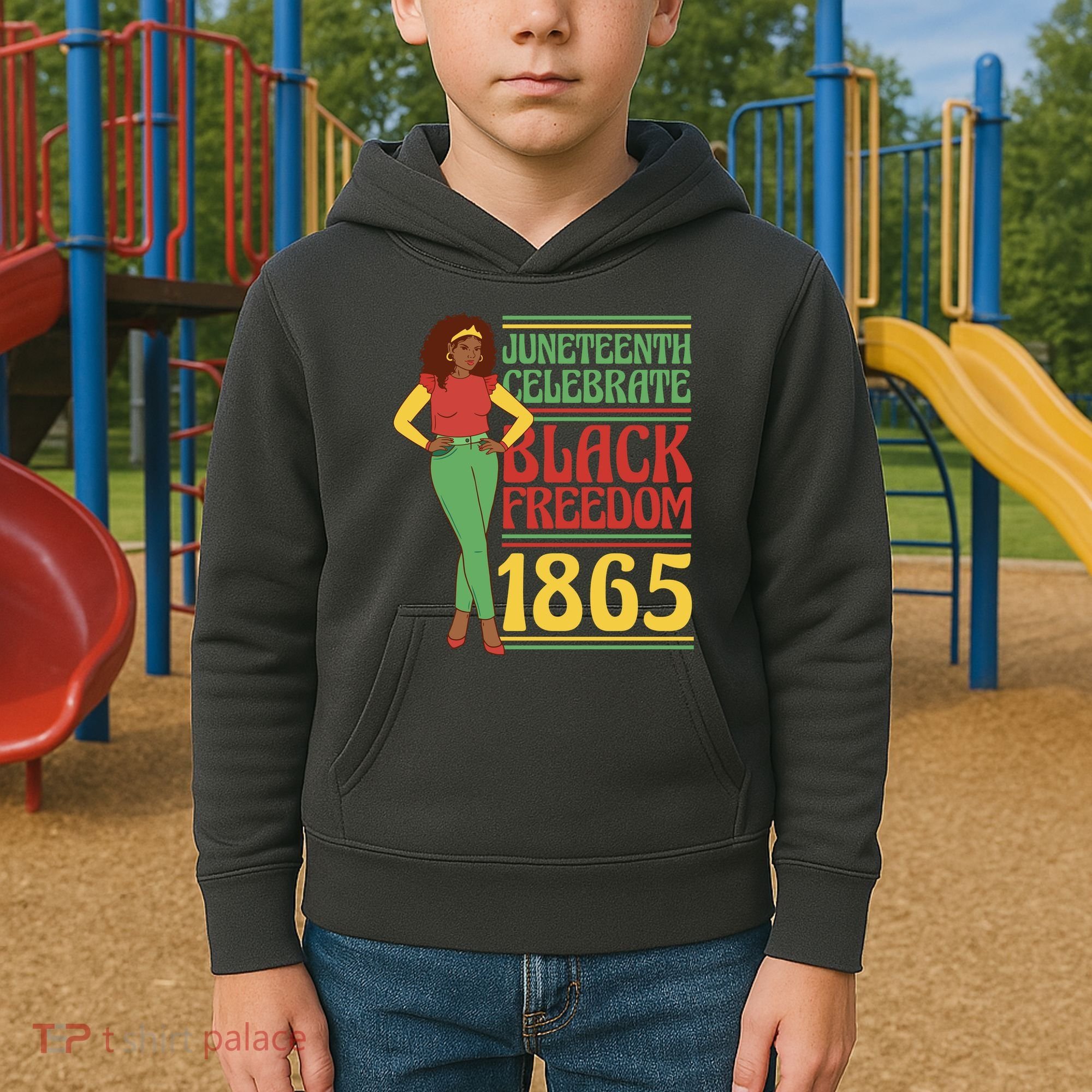 African Female Juneteenth Celebrate Black Freedom 1865 Kids Hoodie