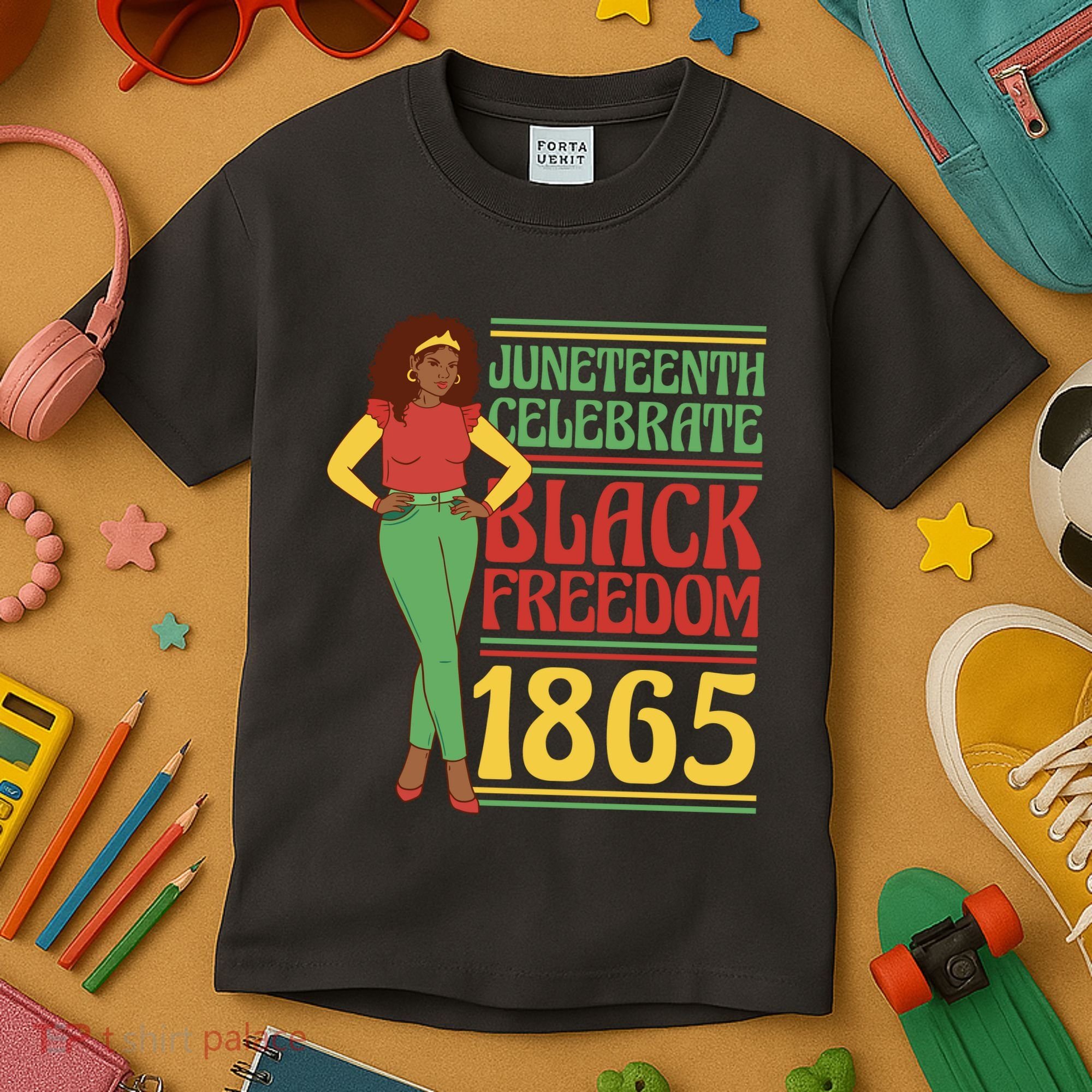 African Female Juneteenth Celebrate Black Freedom 1865 Kids T-Shirt