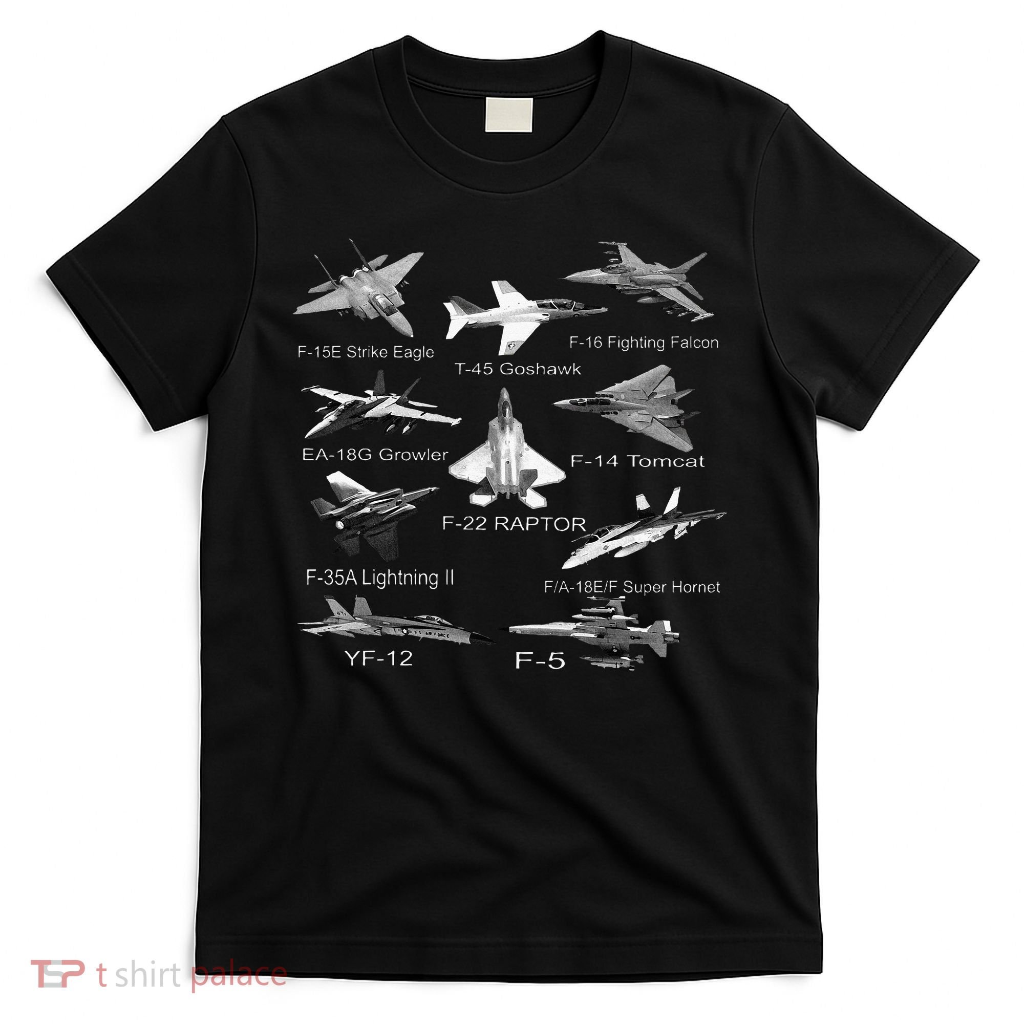 American Fighters Jets F22 Raptor F14 Tomcat Plane T-Shirt