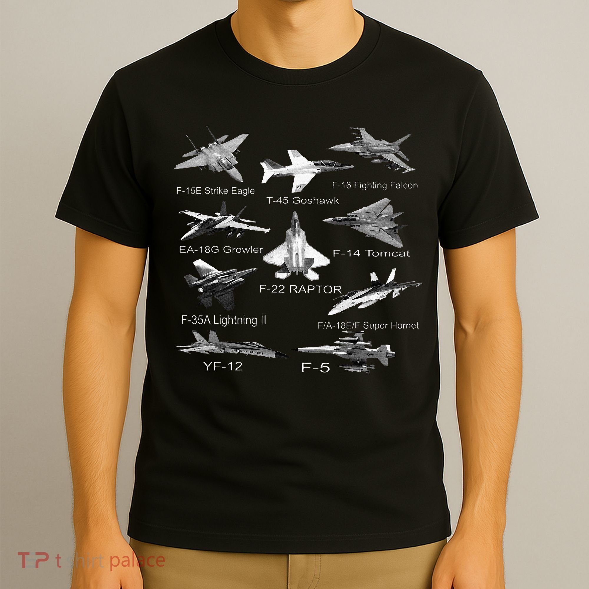 American Fighters Jets F22 Raptor F14 Tomcat Plane T-Shirt