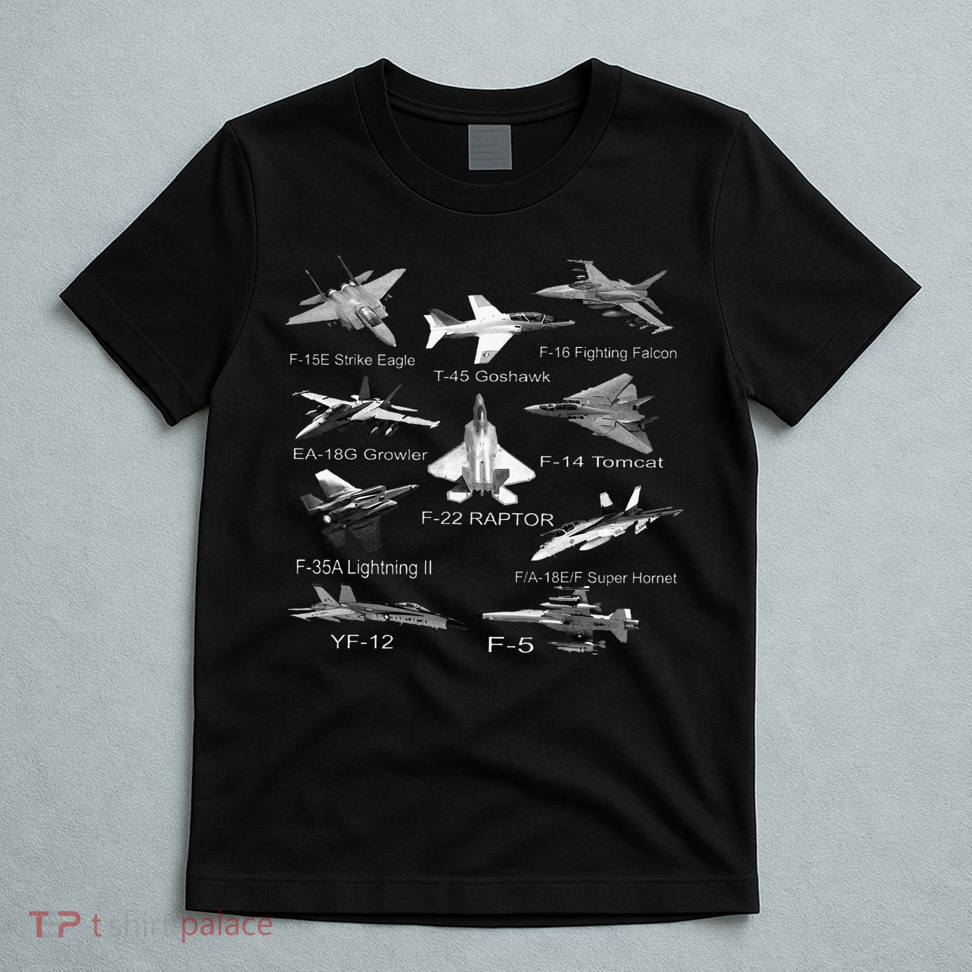 American Fighters Jets F22 Raptor F14 Tomcat Plane T-Shirt