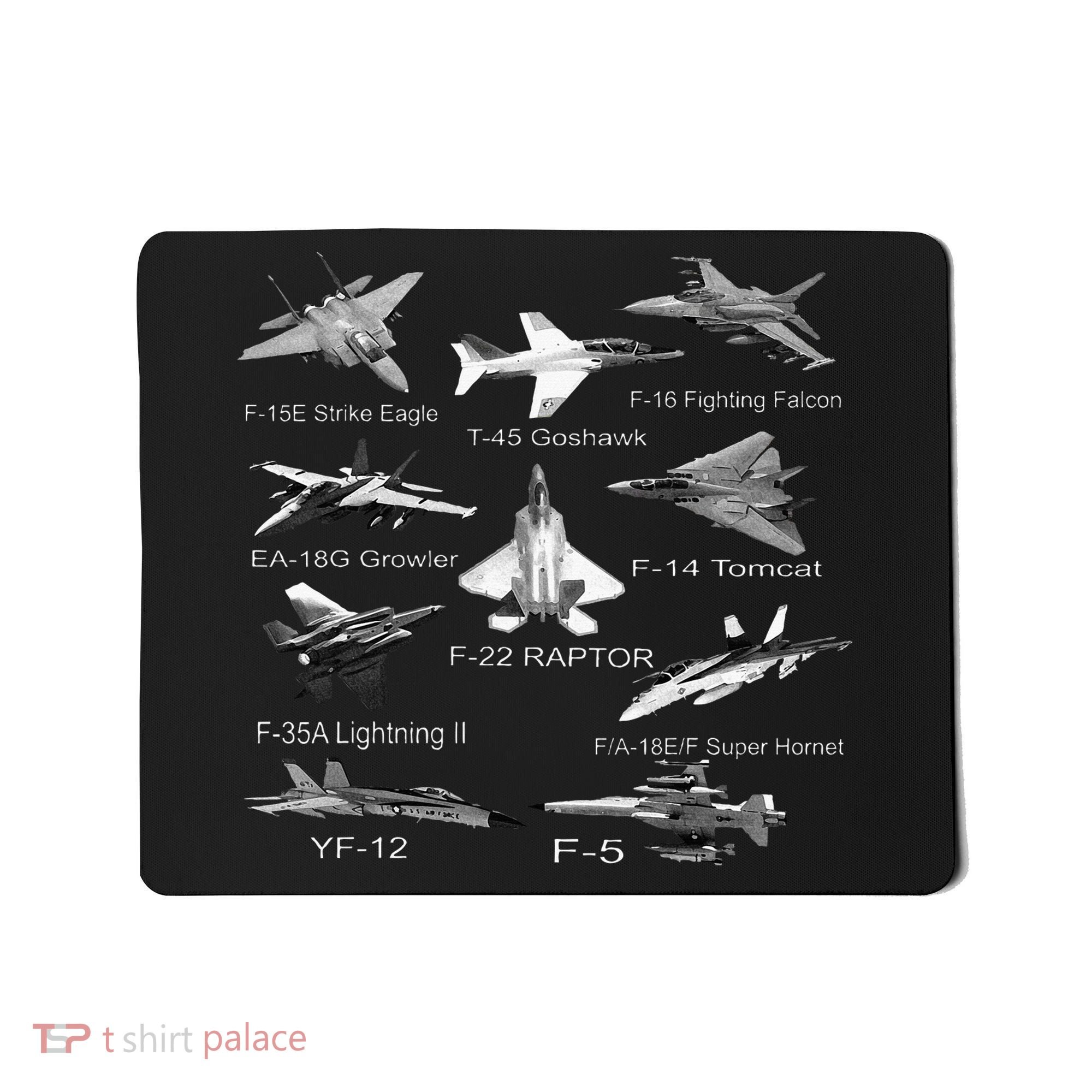 American Fighters Jets F22 Raptor F14 Tomcat Plane Mousepad