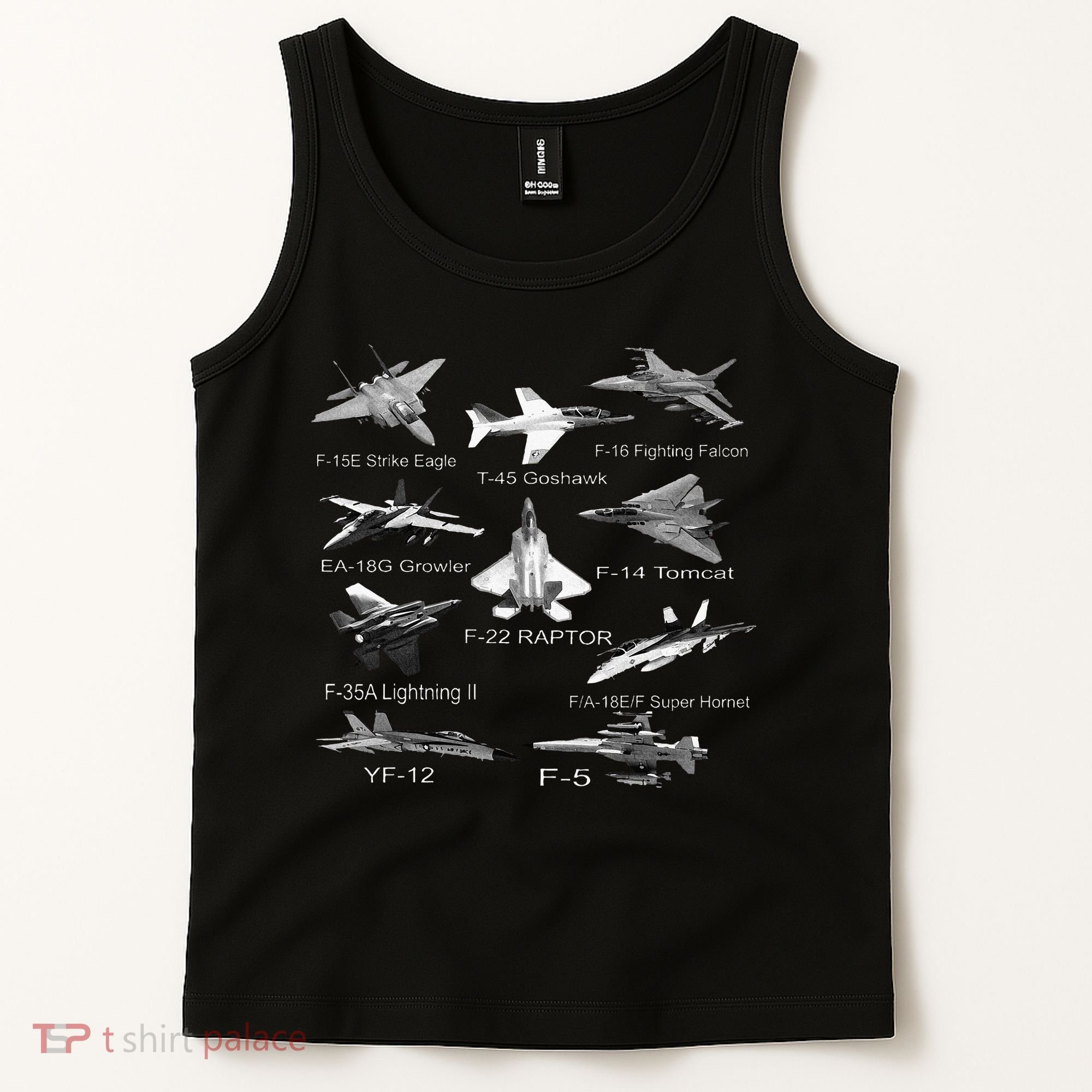 American Fighters Jets F22 Raptor F14 Tomcat Plane Tank Top