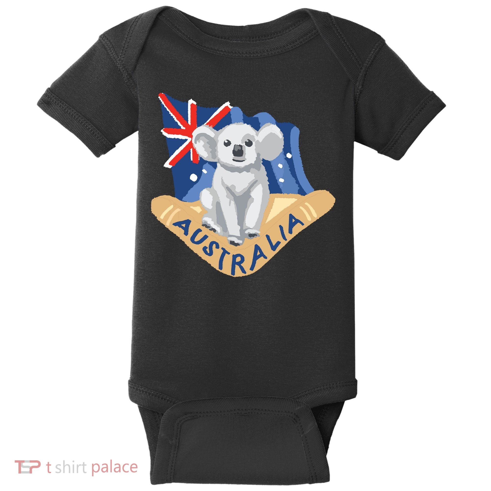 Australia Flag Koala Boomerang Baby Bodysuit