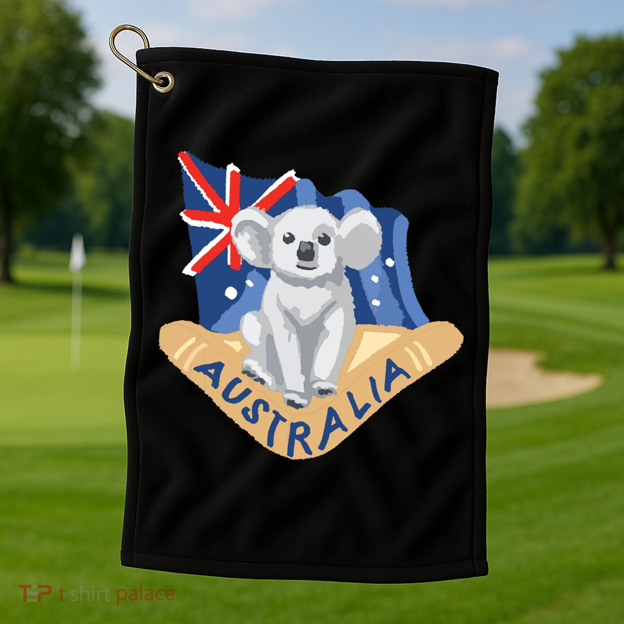 Australia Flag Koala Boomerang Golf Towel