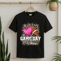 American Football Lover Game Day Leopard Cheetah Football T-Shirt thumb 2
