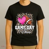 American Football Lover Game Day Leopard Cheetah Football T-Shirt thumb 3