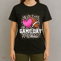 American Football Lover Game Day Leopard Cheetah Football T-Shirt thumb 4