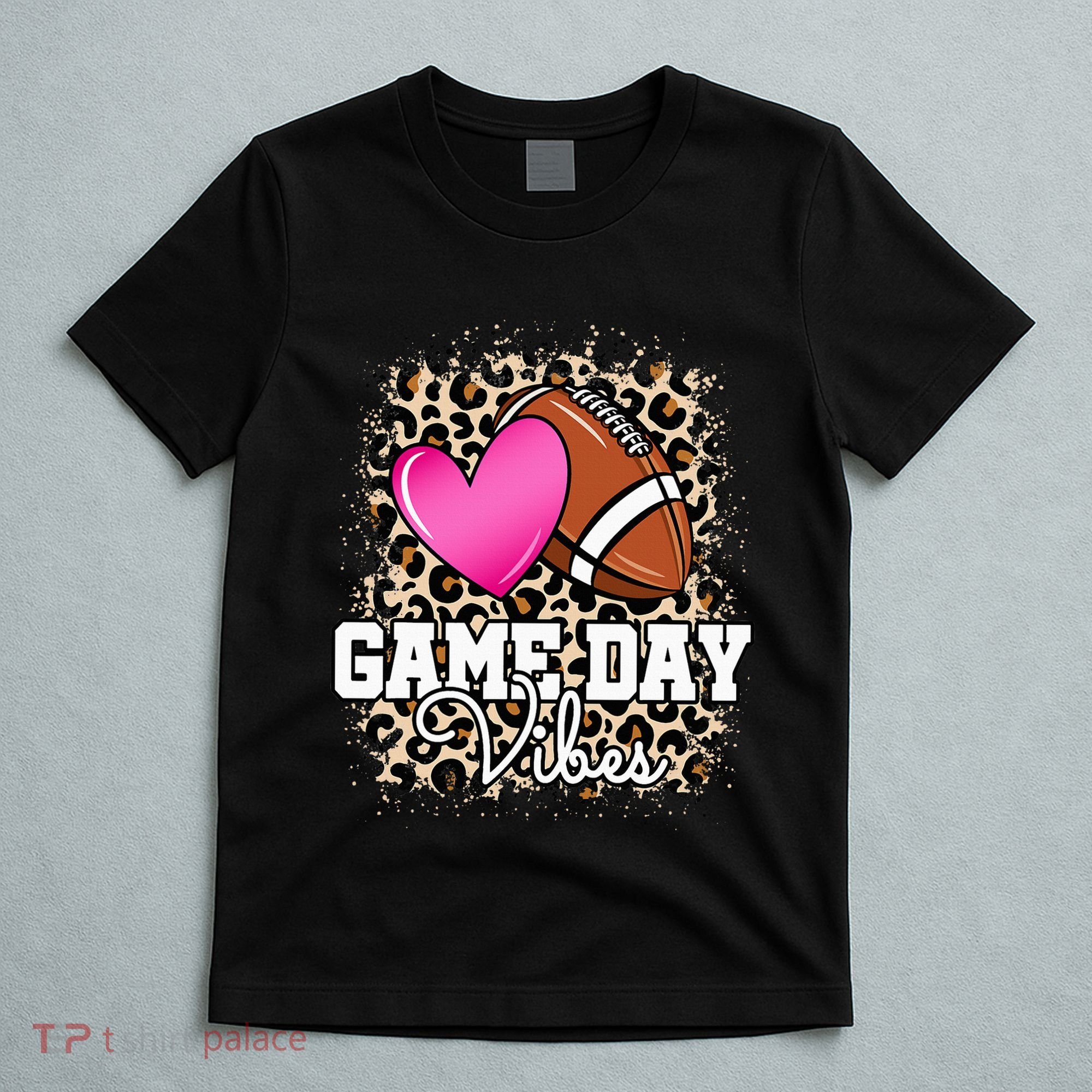 American Football Lover Game Day Leopard Cheetah Football T-Shirt