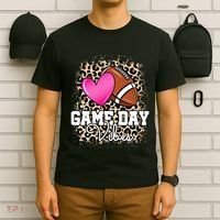 American Football Lover Game Day Leopard Cheetah Football T-Shirt thumb 6