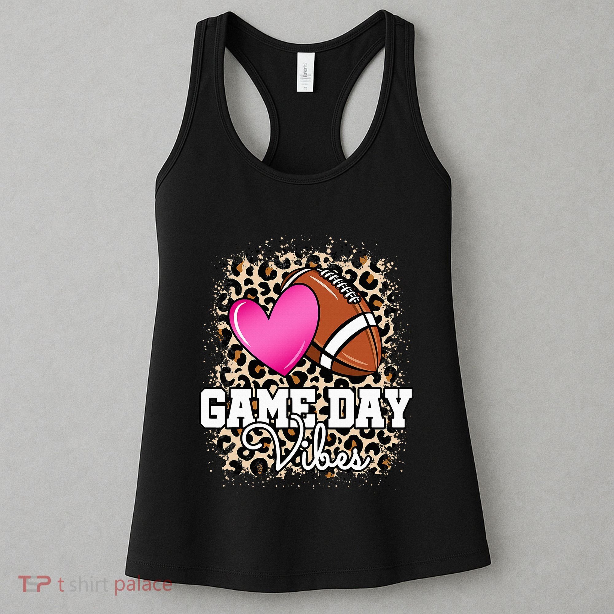 American Football Lover Game Day Leopard Cheetah Football Women's Tank Top