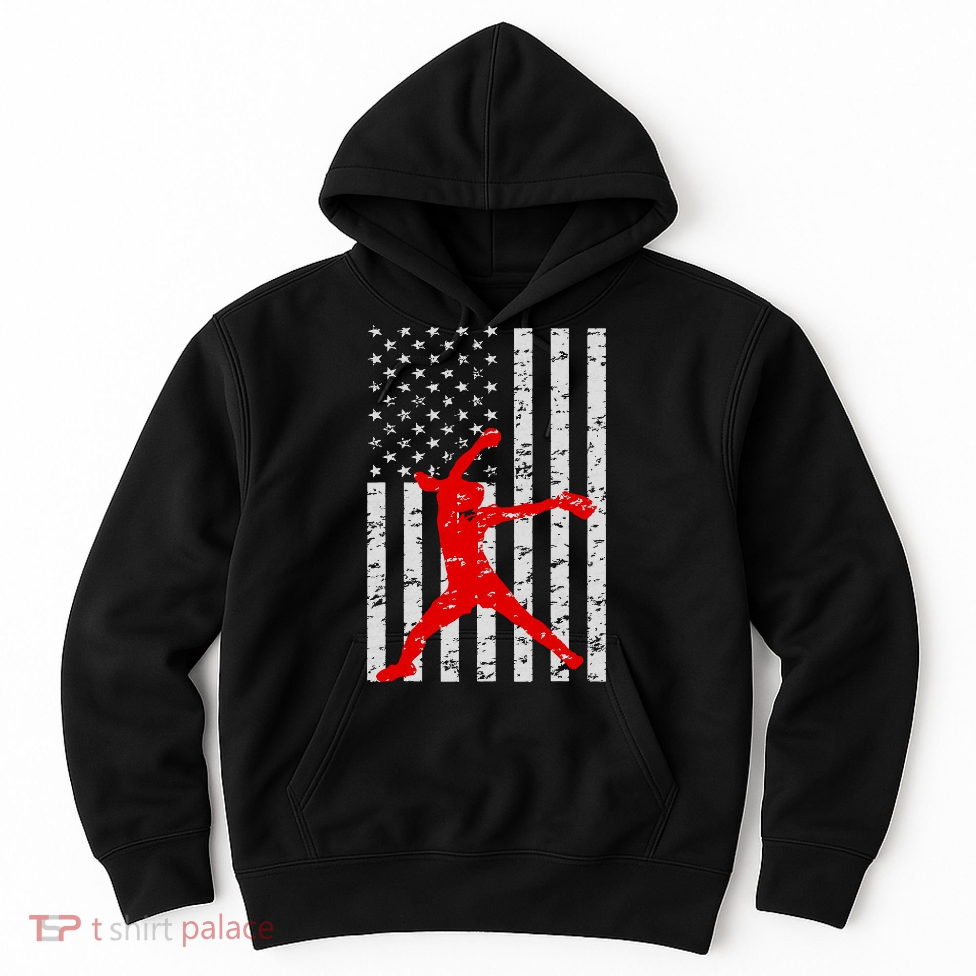 American Flag Love Softball Fastpitch Pitcher Gifts Hoodie