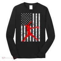 American Flag Love Softball Fastpitch Pitcher Gifts Long Sleeve Shirt thumb 0