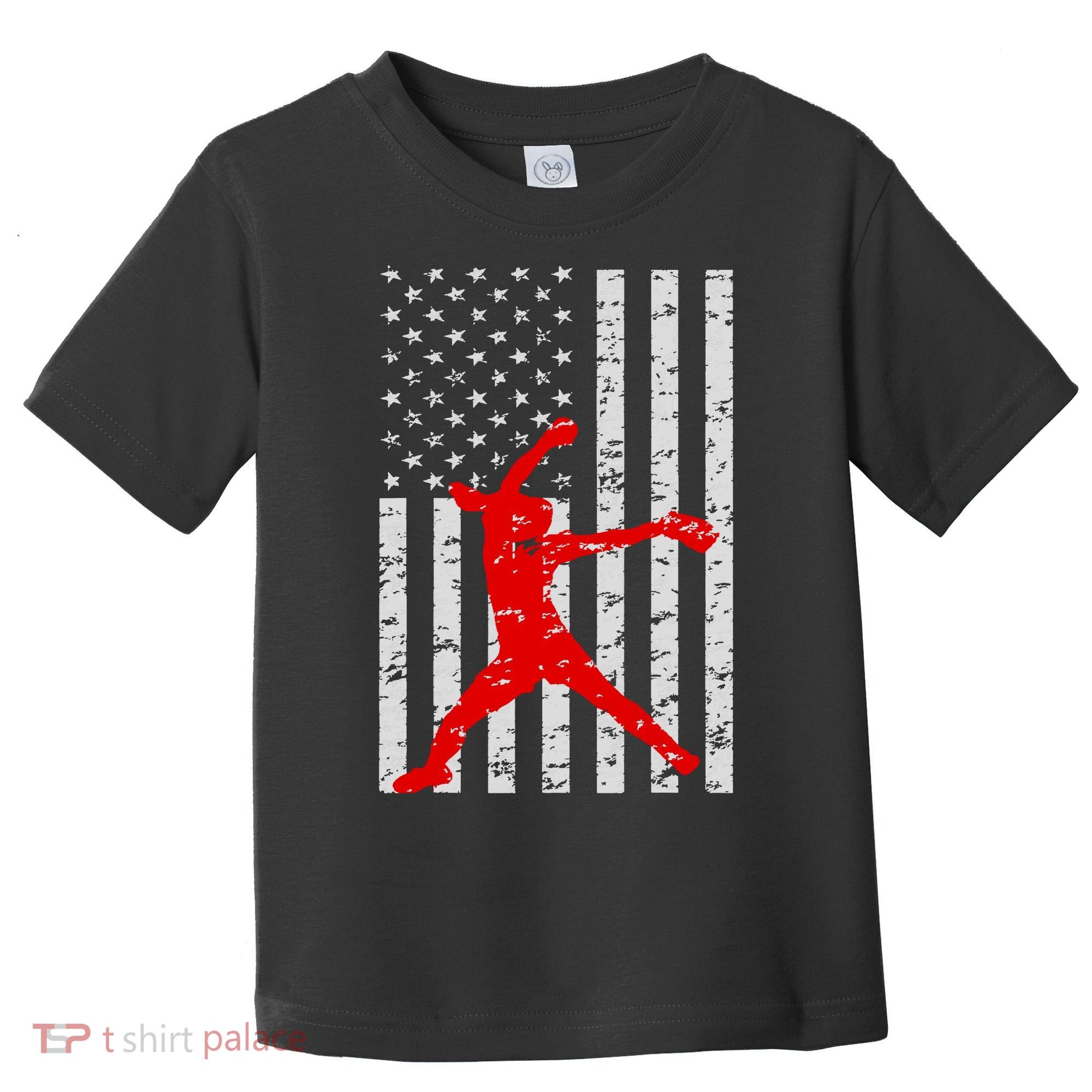 American Flag Love Softball Fastpitch Pitcher Gifts Toddler T-Shirt