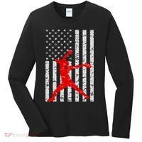 American Flag Love Softball Fastpitch Pitcher Gifts Women's Long Sleeve Shirt thumb 0