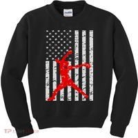 American Flag Love Softball Fastpitch Pitcher Gifts Kids Sweatshirt thumb 0