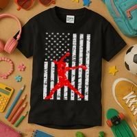 American Flag Love Softball Fastpitch Pitcher Gifts Kids T-Shirt thumb 3