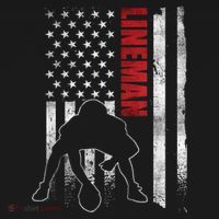 American Football Lineman Offensive Playerl Us Flag Long Sleeve Shirt thumb 2