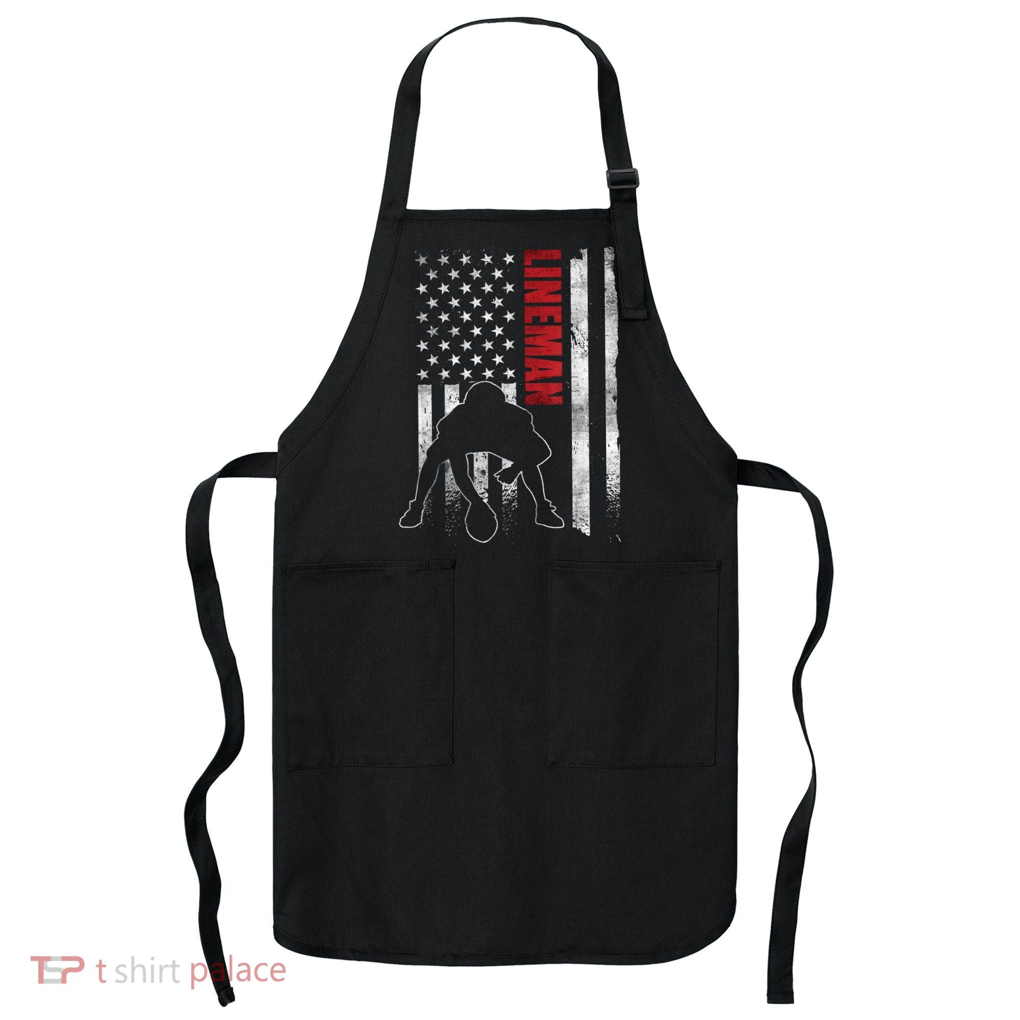American Football Lineman Offensive Playerl Us Flag Apron