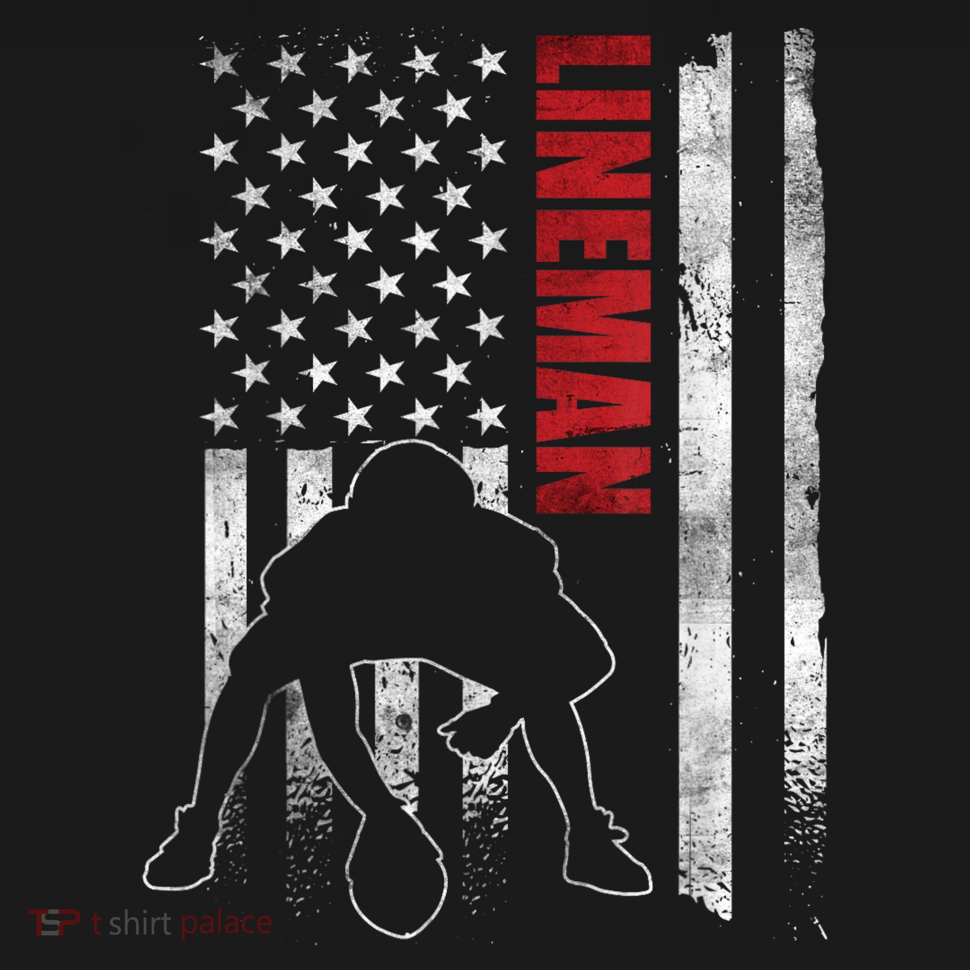 American Football Lineman Offensive Playerl Us Flag Button