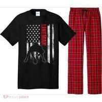 American Football Lineman Offensive Playerl Us Flag Pajama Set thumb 0